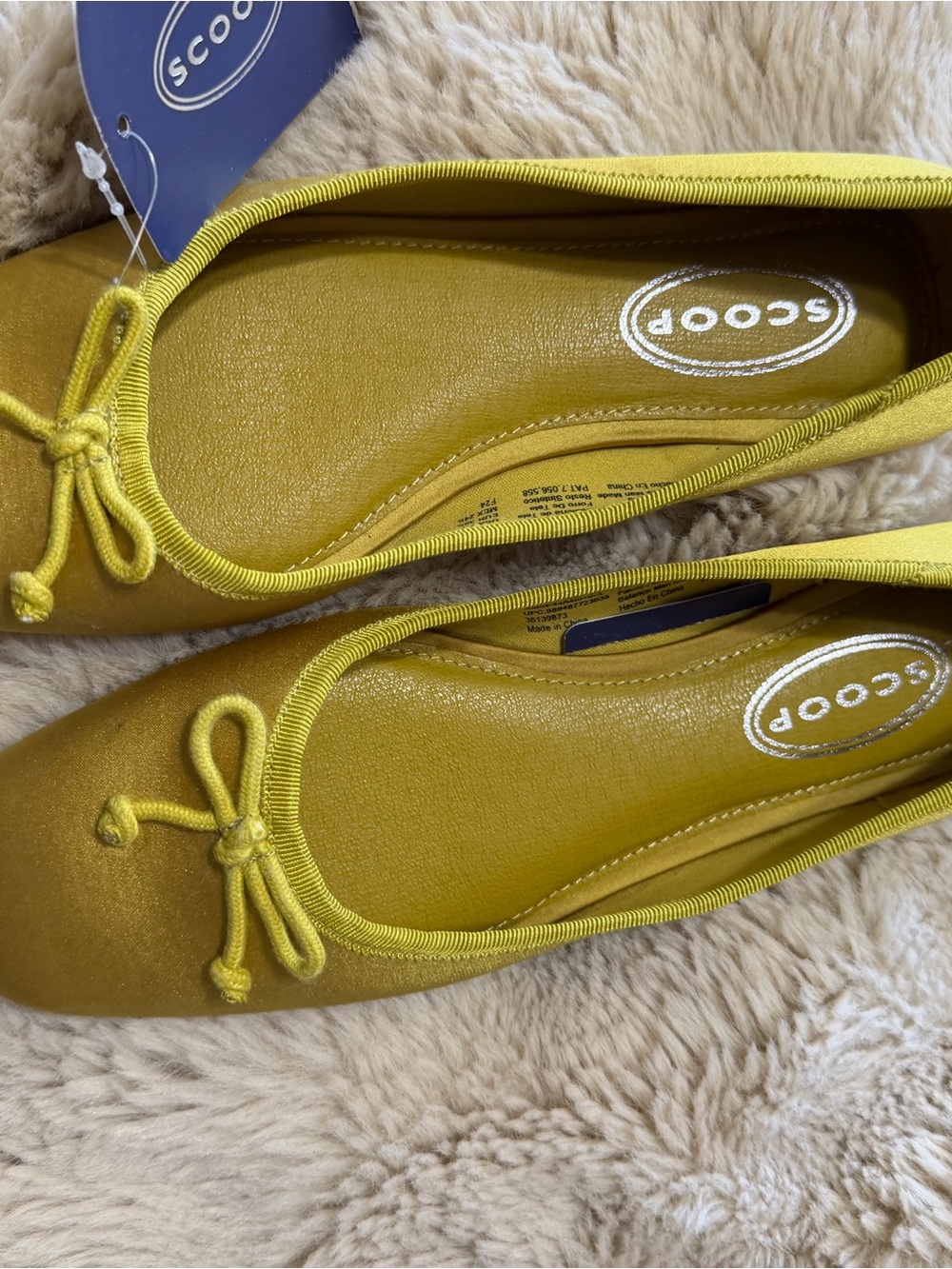 Women's Mustard Bow Ballet Flats